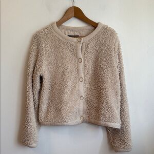 Preowned women’s size L beige Sanctuary teddy button up lined jacket/sweater